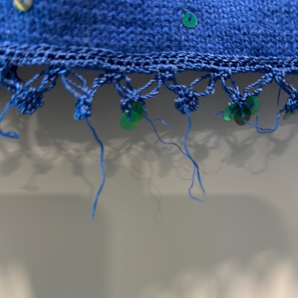 Blue and white Wave Pattern Cardigan with Sequins - Picture 5 of 7